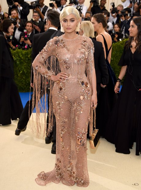 Kylie Jenner rocked a jewel-encrusted gown with tassled sleeves. - The ...